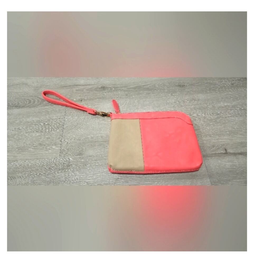 Charming Charlie Tan and Pink Wristlet